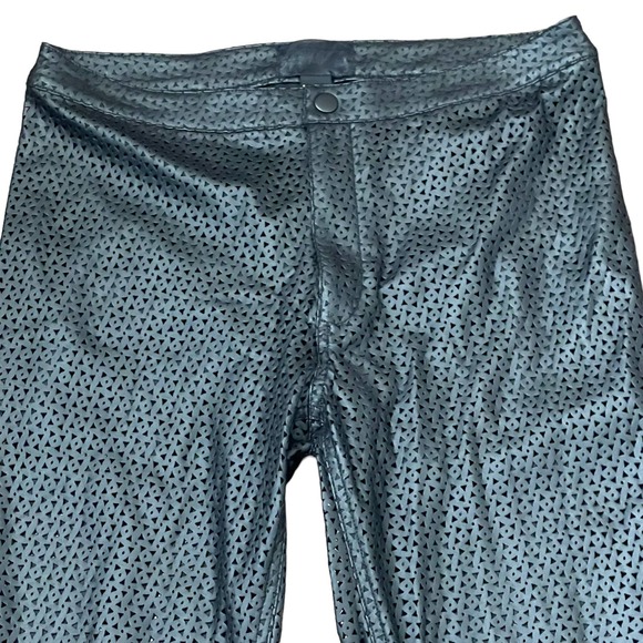 H&M Polyurethane Coat Pants Size 8 Black Triangle‎ Openings Pleather 31X29 - Picture 2 of 6